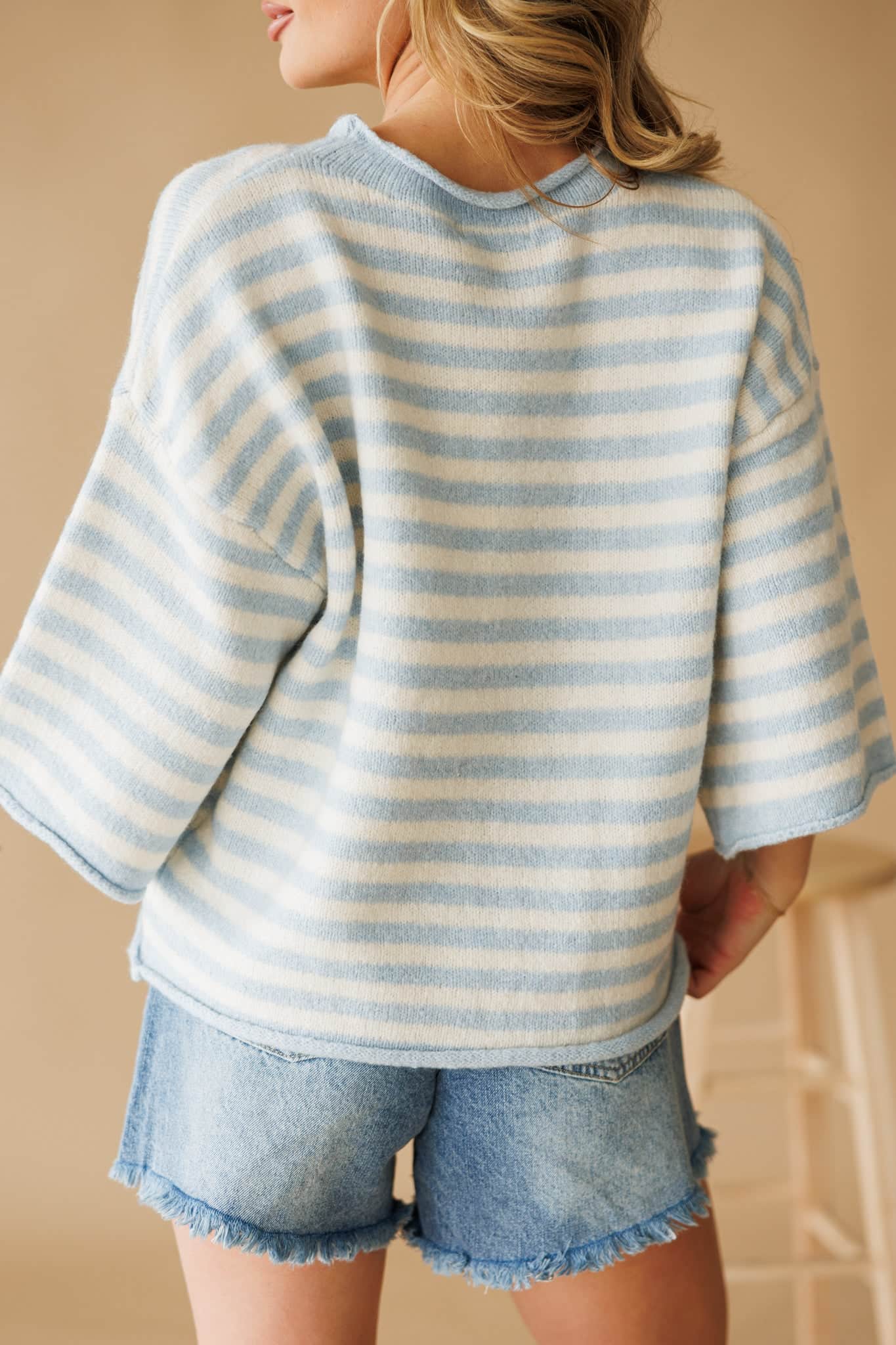 Striped Quarter Sleeve Cardigan - Image 7
