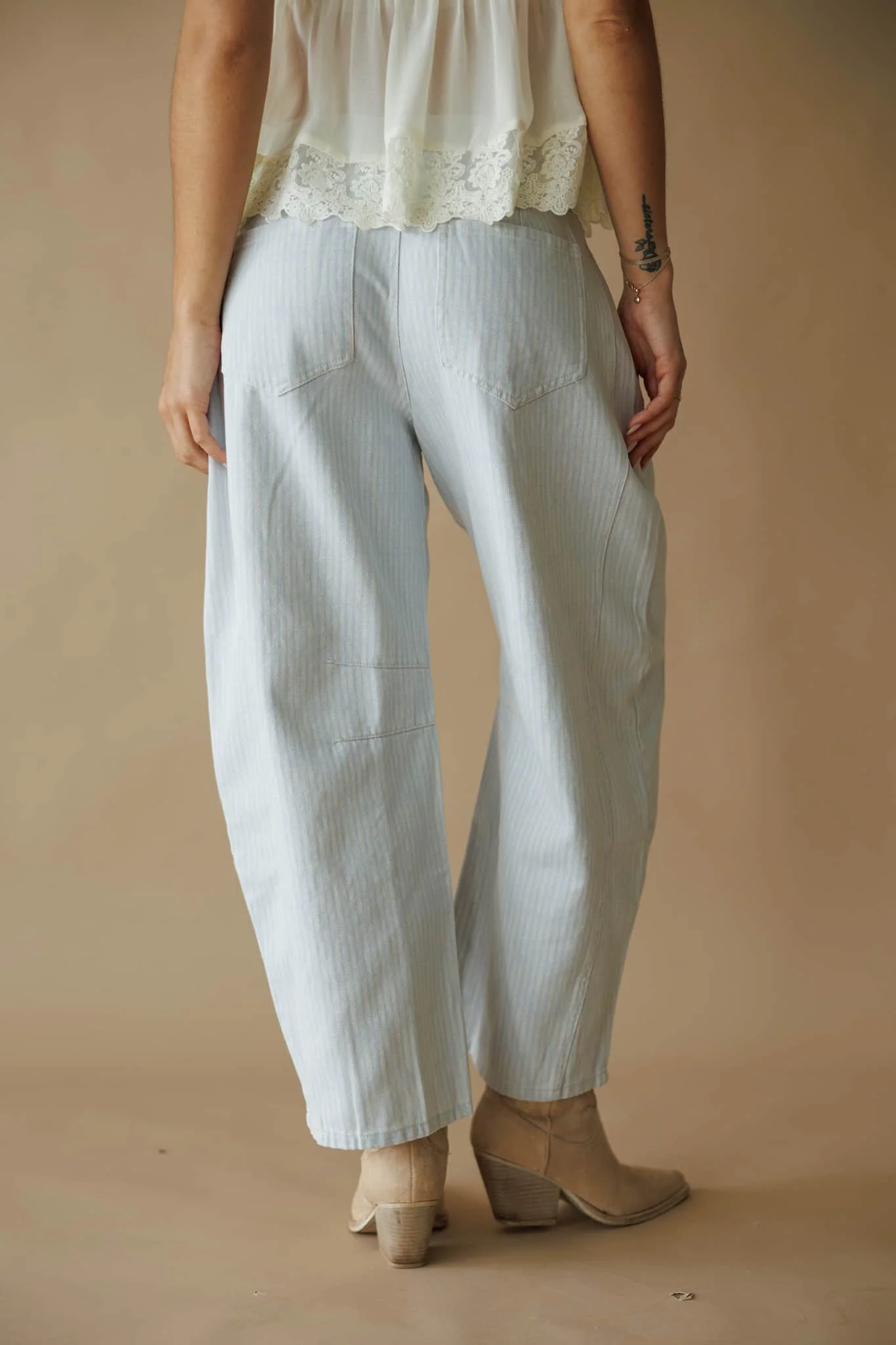 Striped Twill Denim Barrel Pants - Image 3