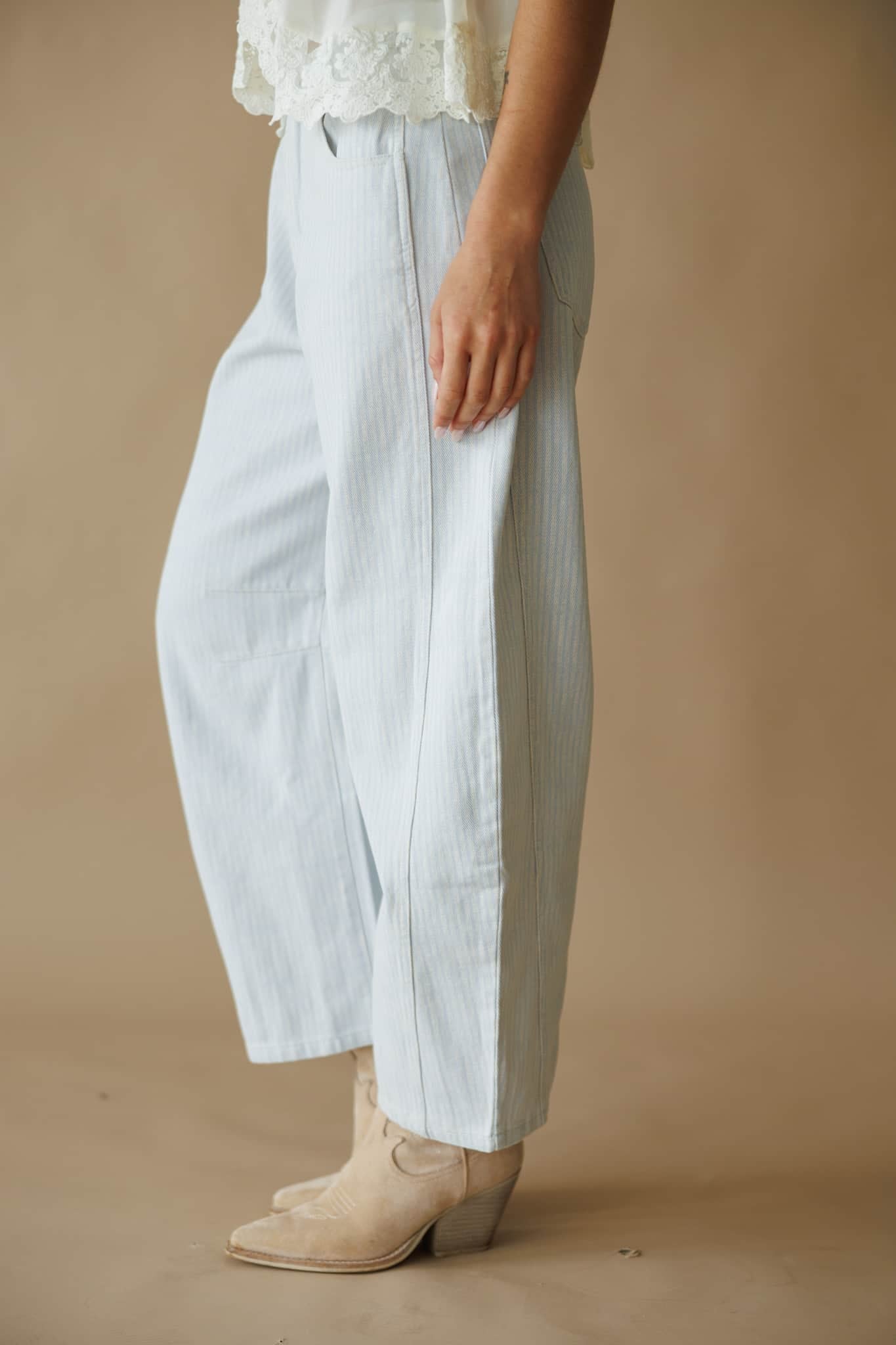 Striped Twill Denim Barrel Pants - Image 4