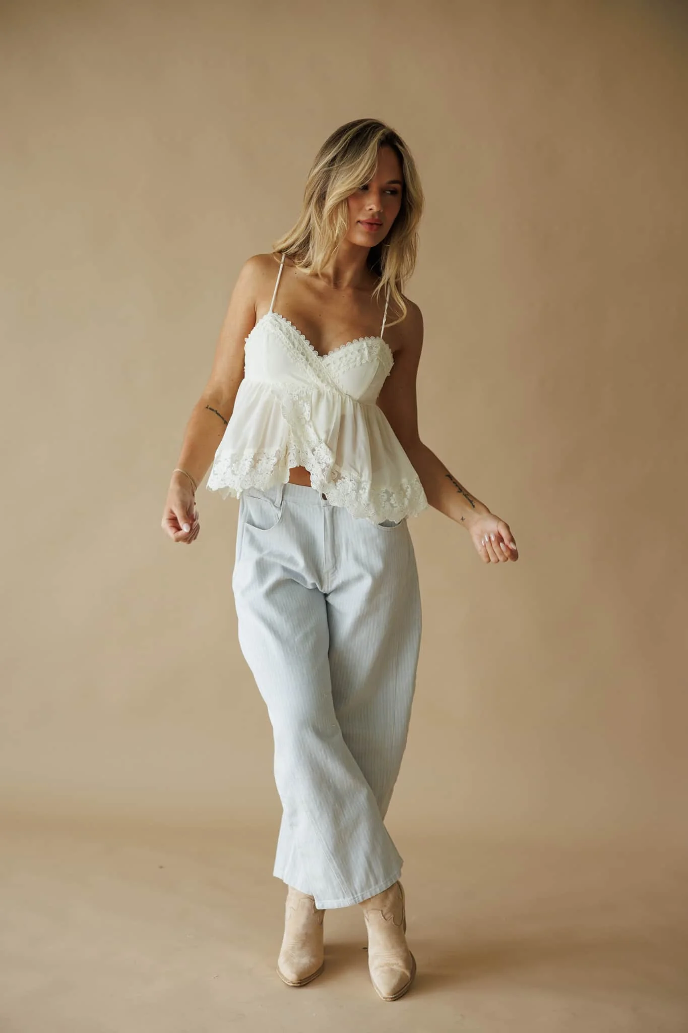 Striped Twill Denim Barrel Pants - Image 5