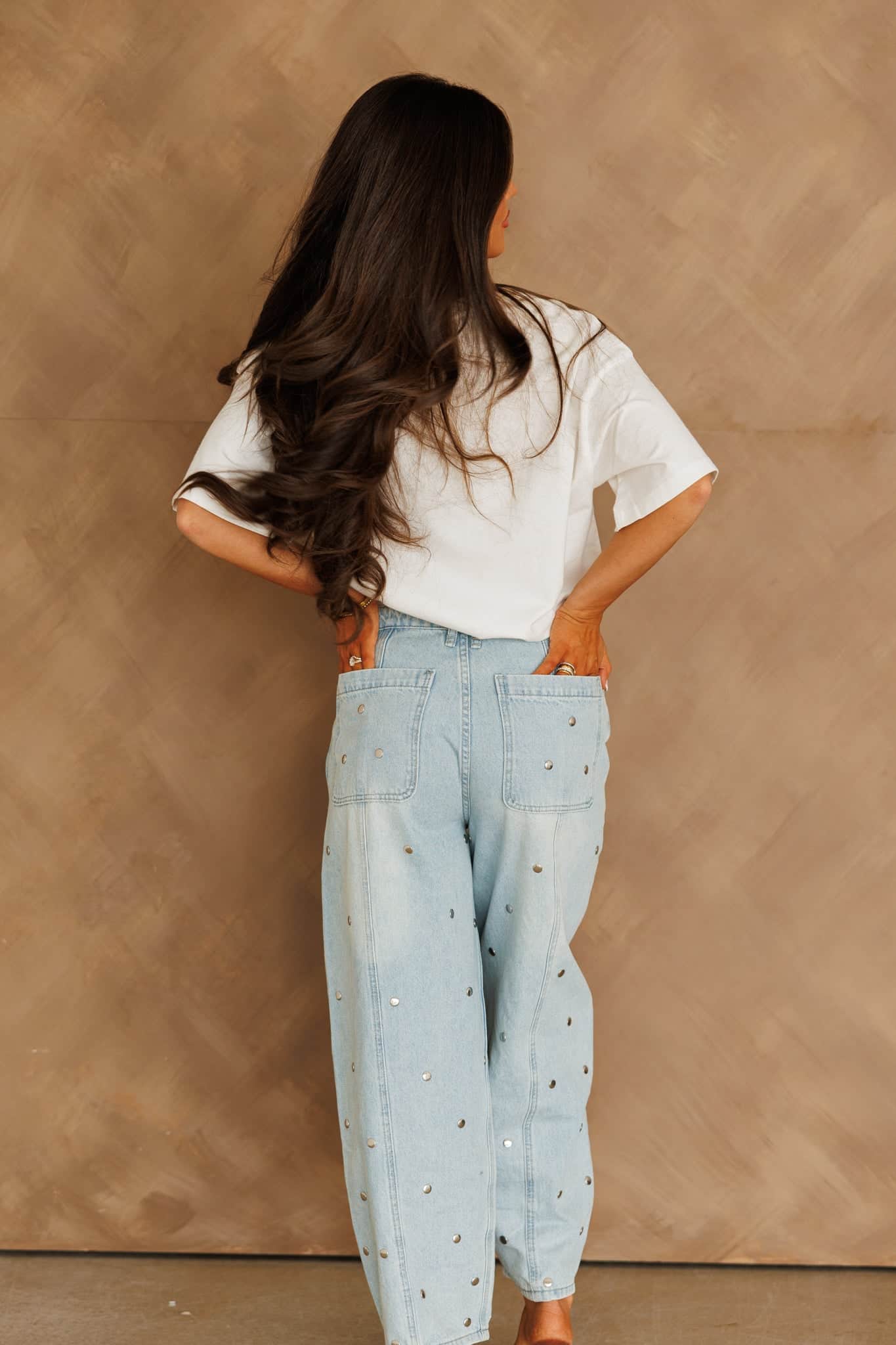 Studded Barrel Denim Pants - Image 5