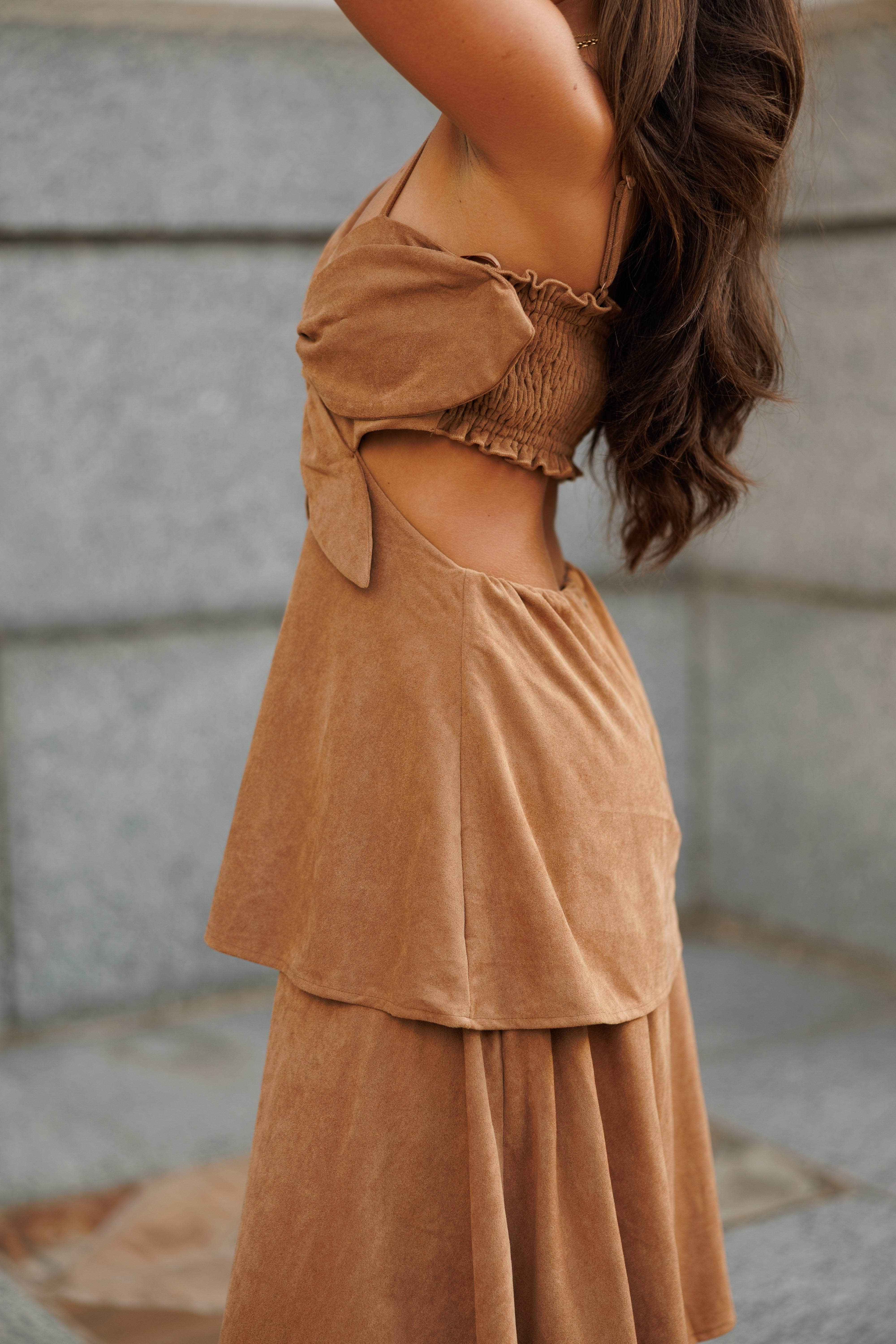 Suede Flower Top Maxi Dress - Image 4