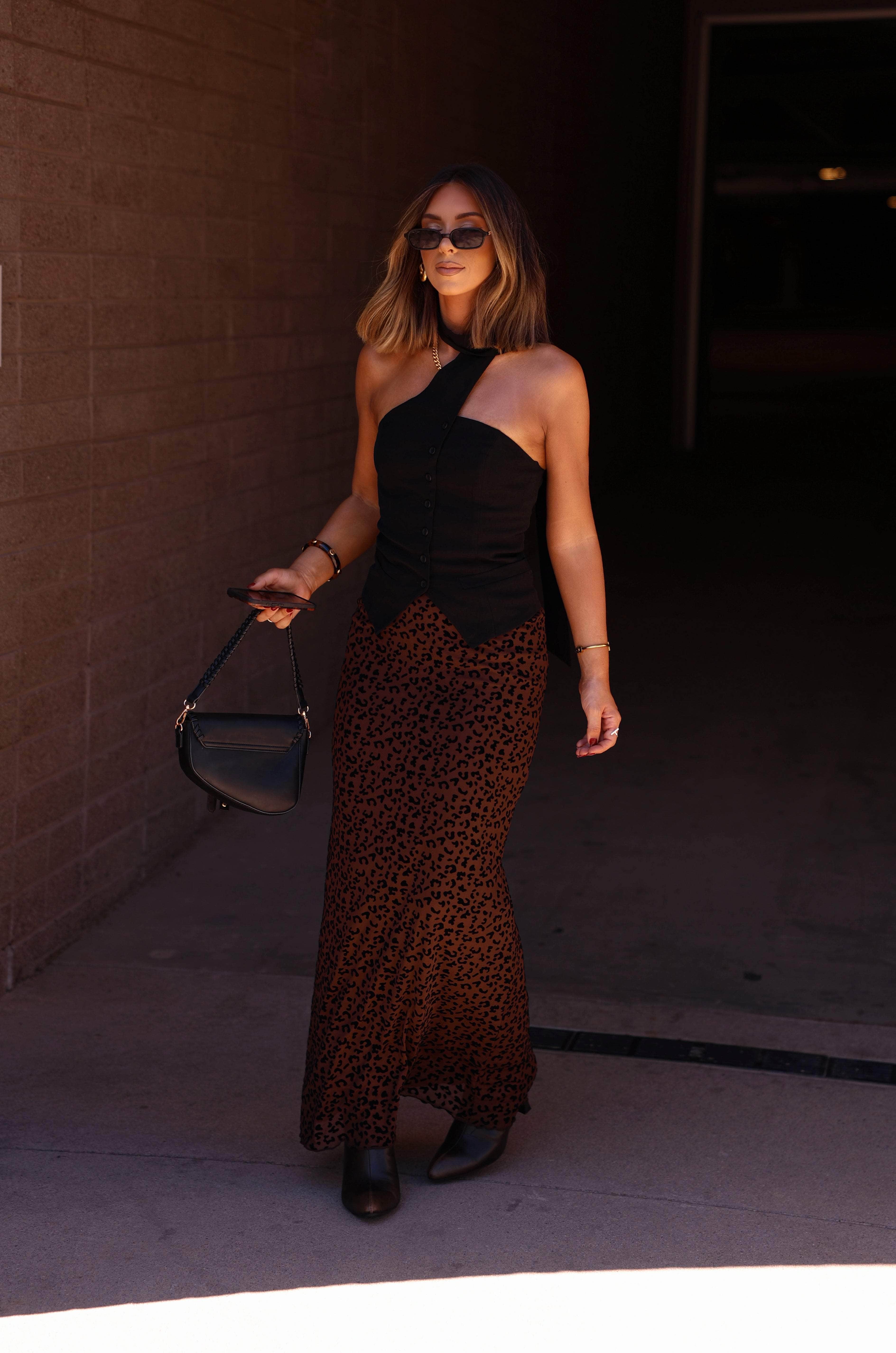 Taupe Leopard Mesh Maxi Skirt - Image 3