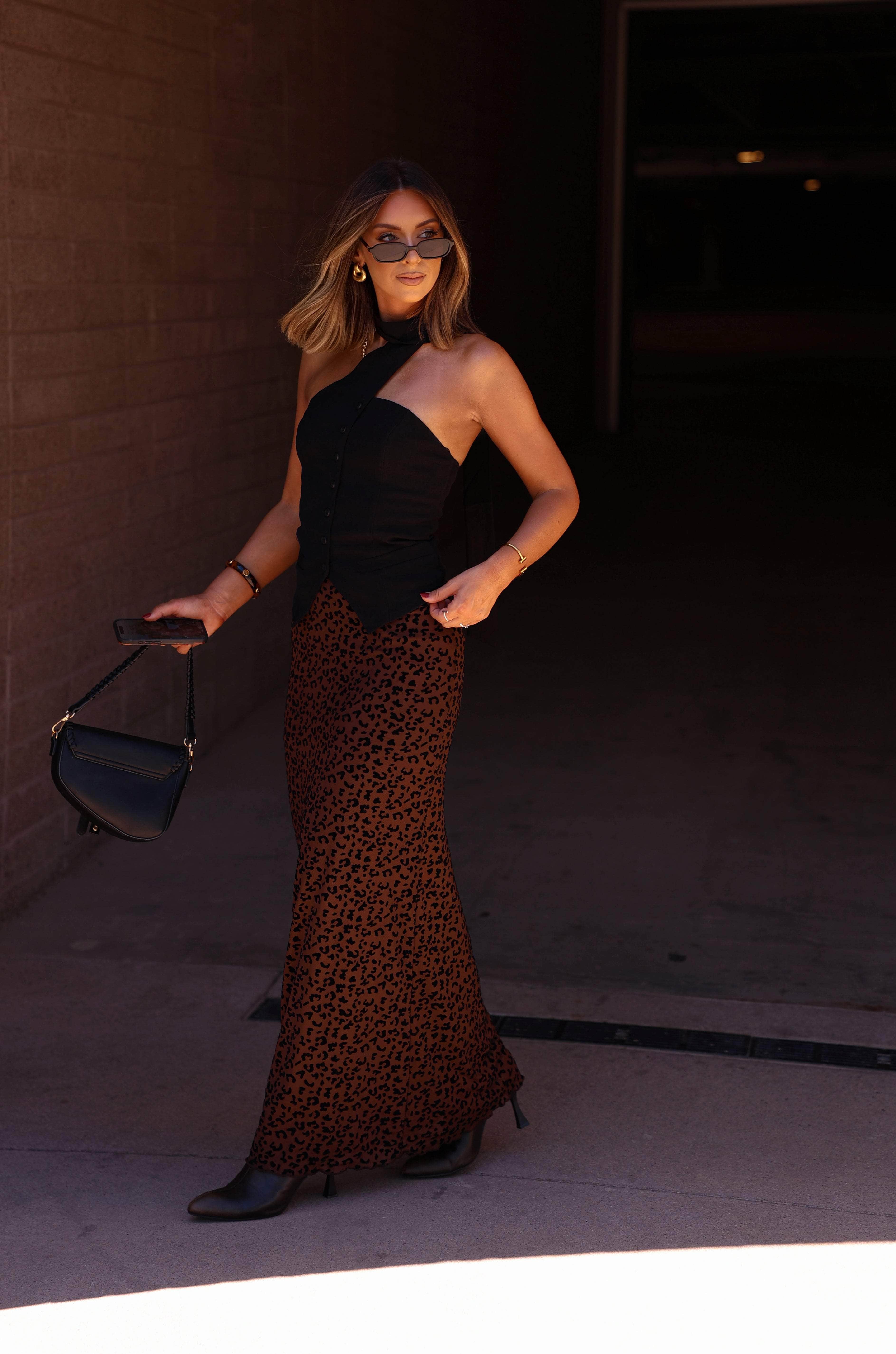 Taupe Leopard Mesh Maxi Skirt - Image 4