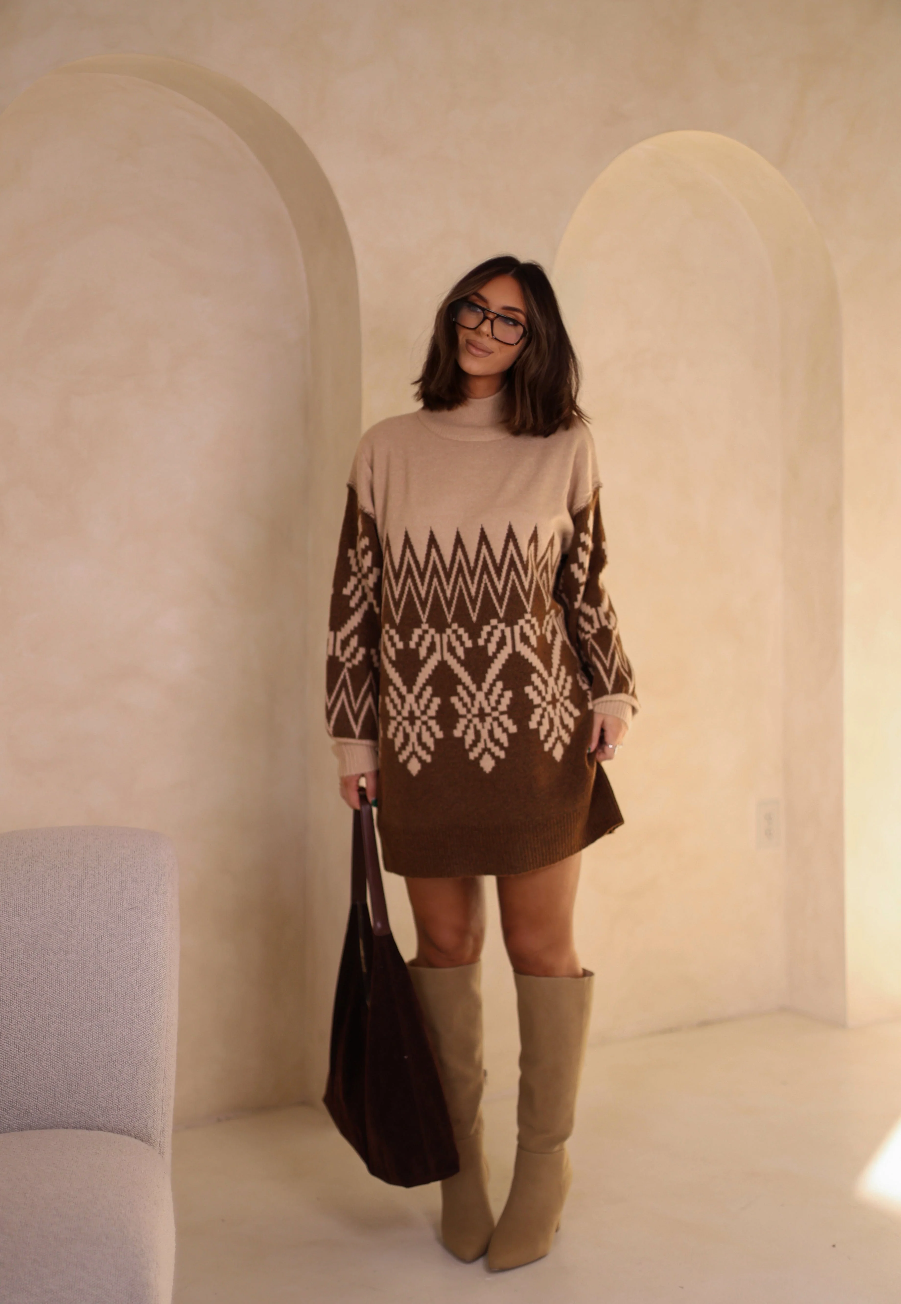 Brown Alpine Sweater Dress - Image 4