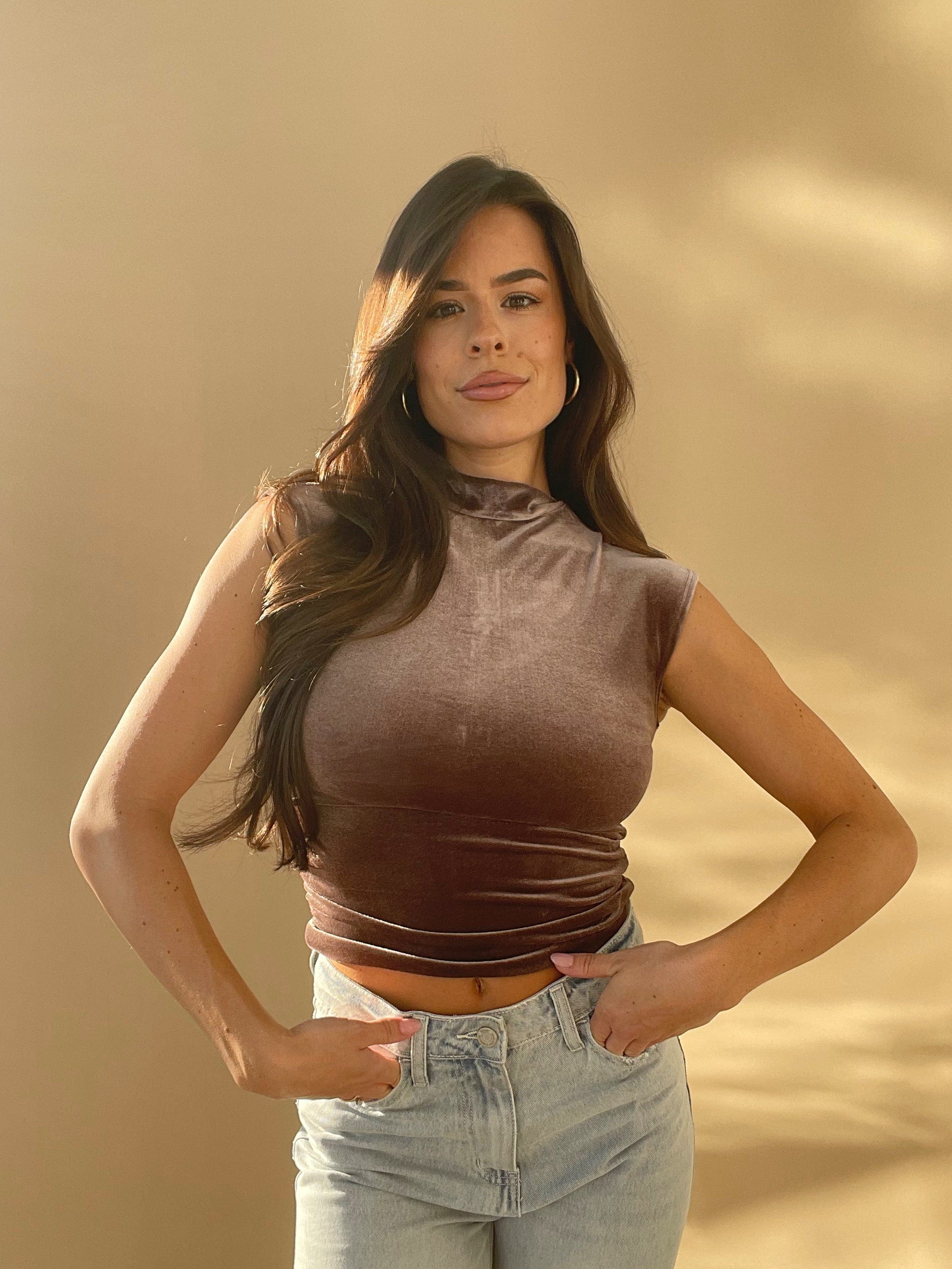 Velvet Mock Neck Top - Image 4