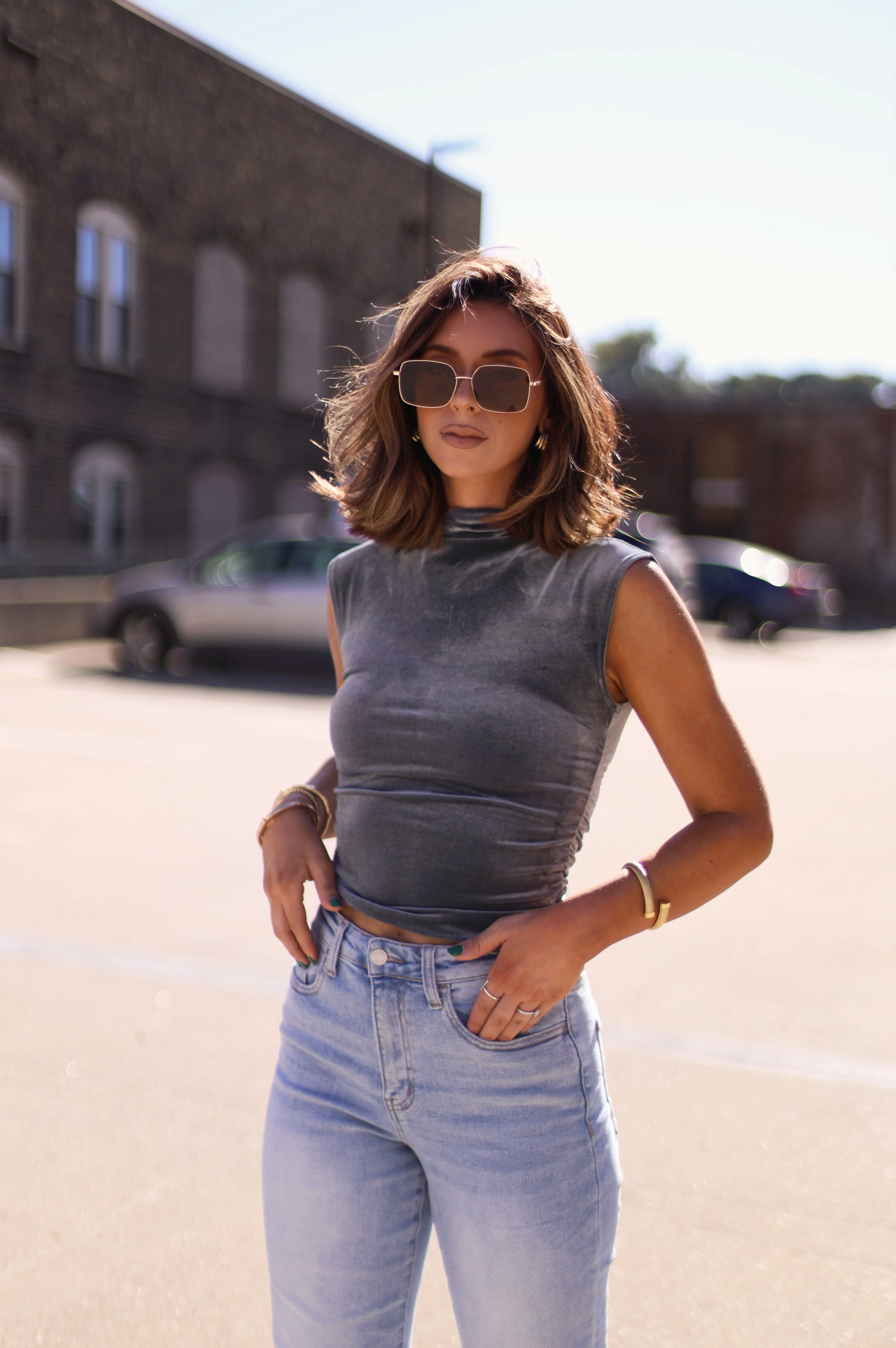 Velvet Mock Neck Top - Image 5