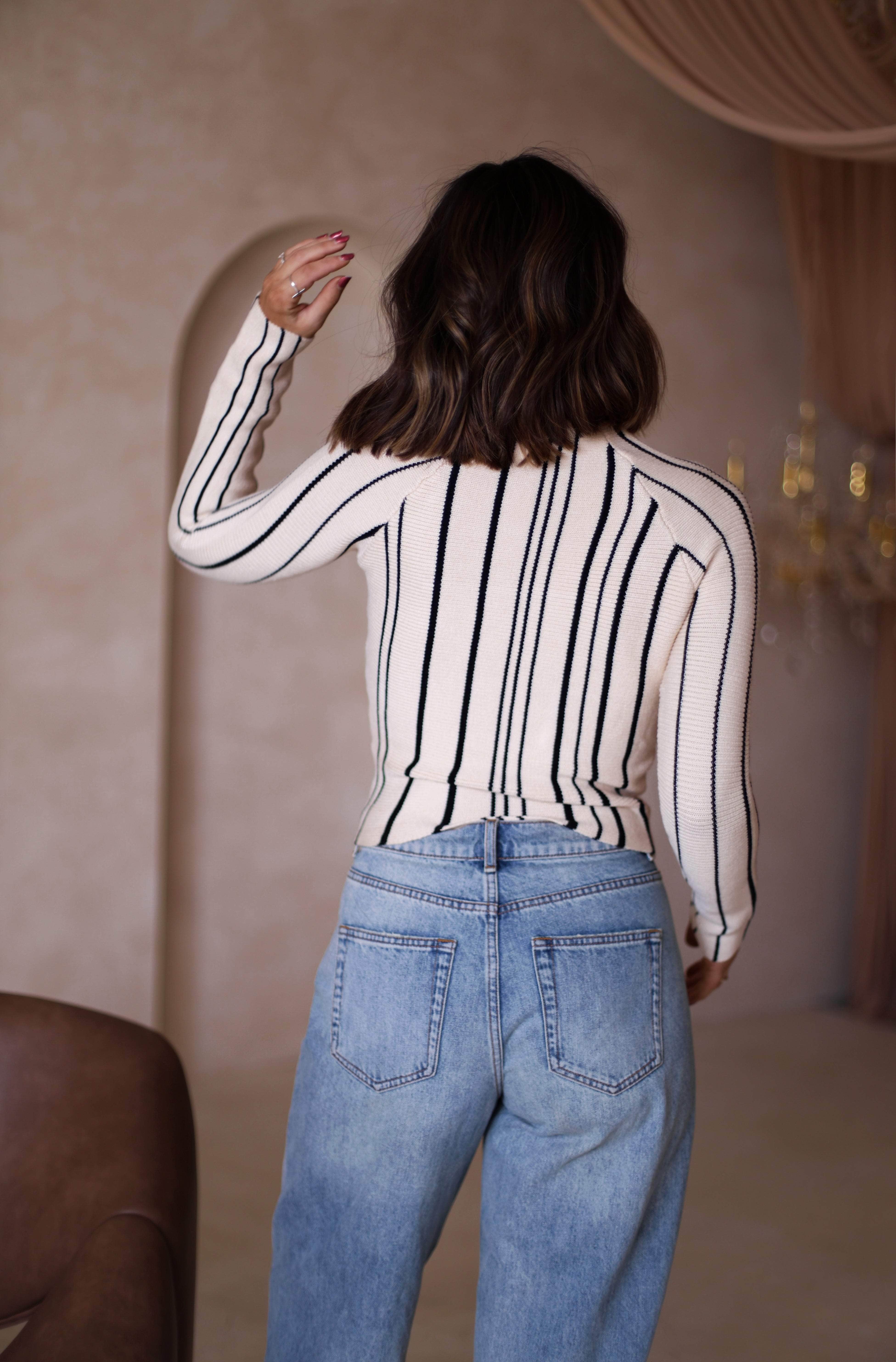 Vertical Striped Sweater Top - Image 3