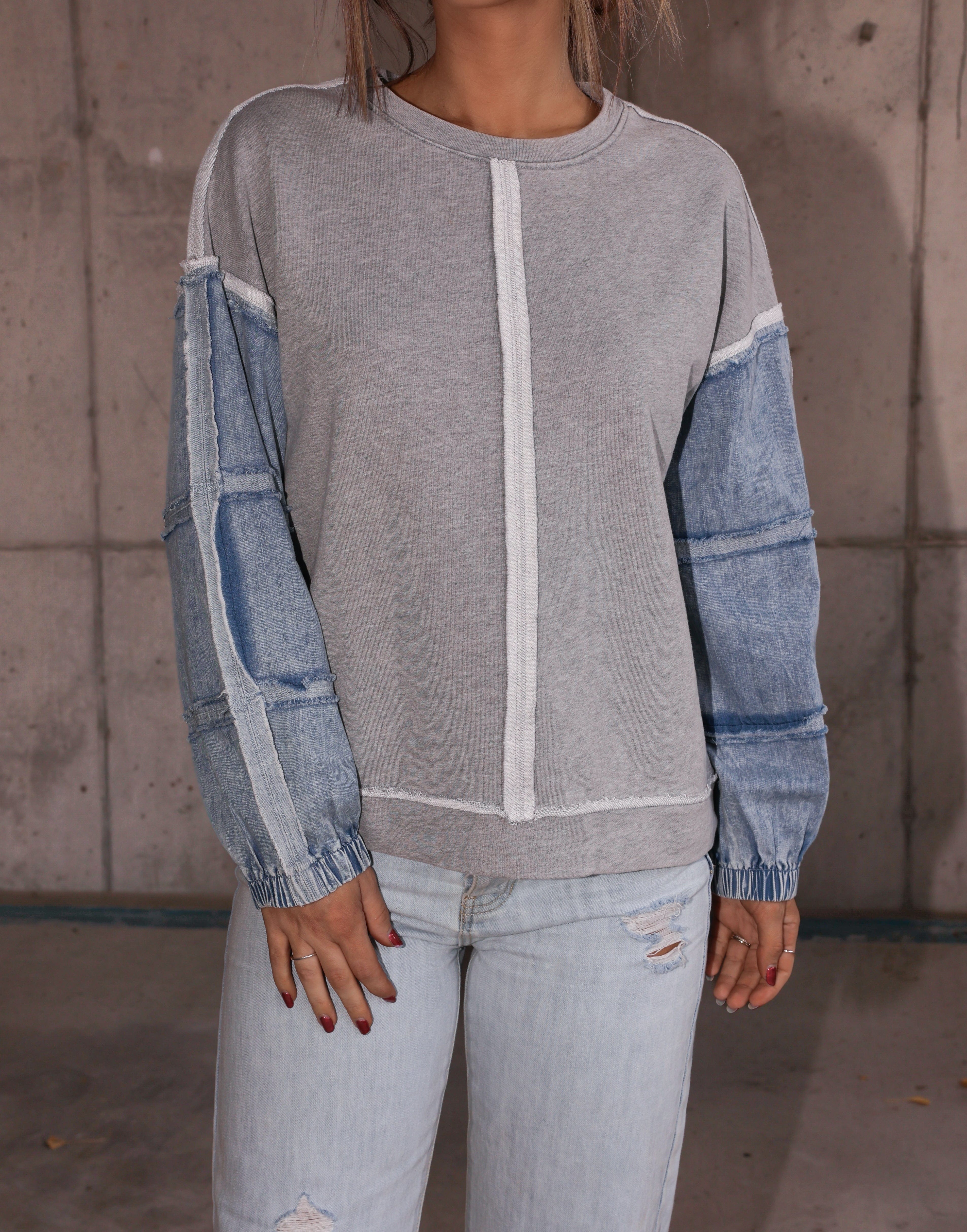 Washed Oversized Denim Top - Image 2