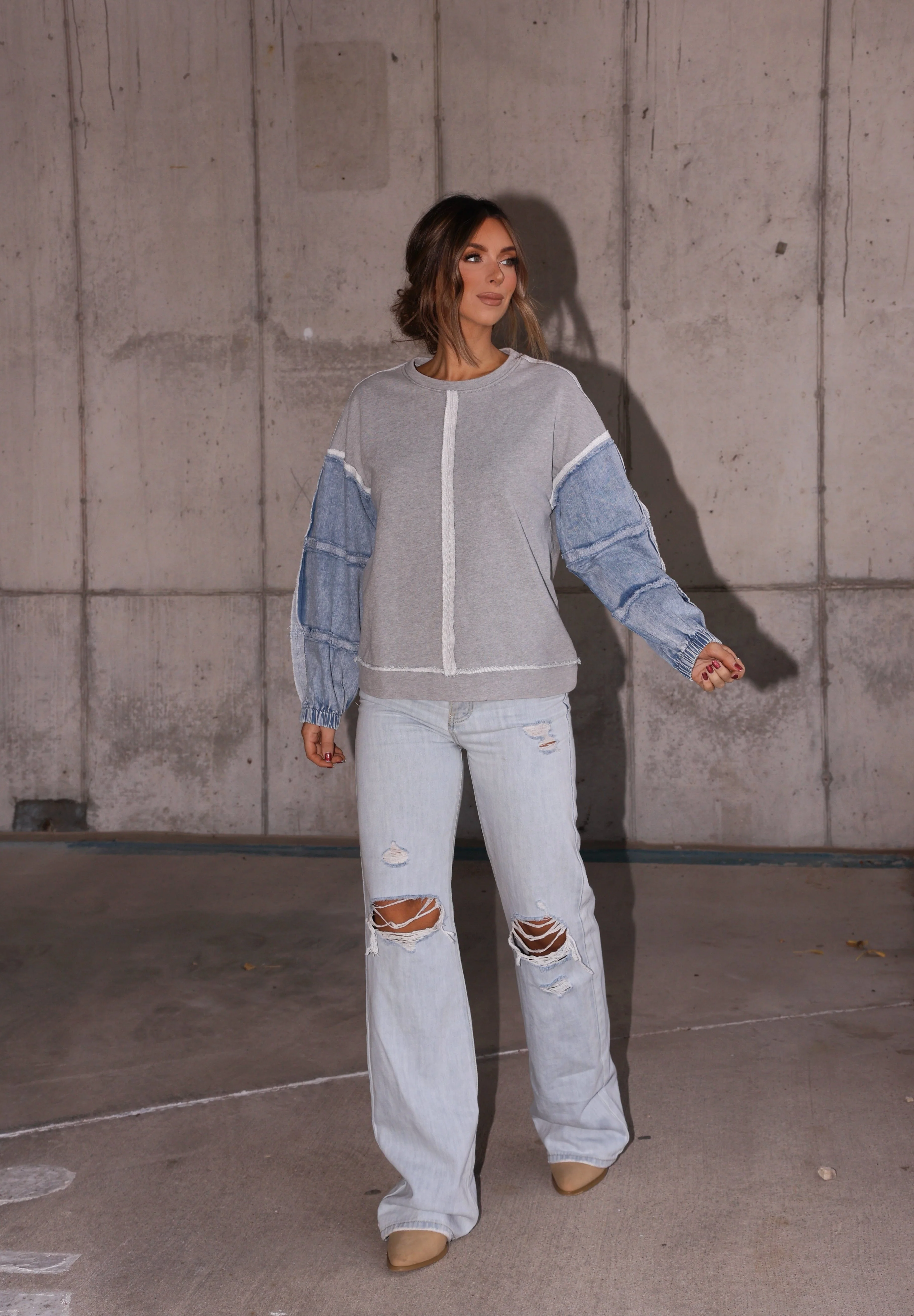 Washed Oversized Denim Top - Image 4