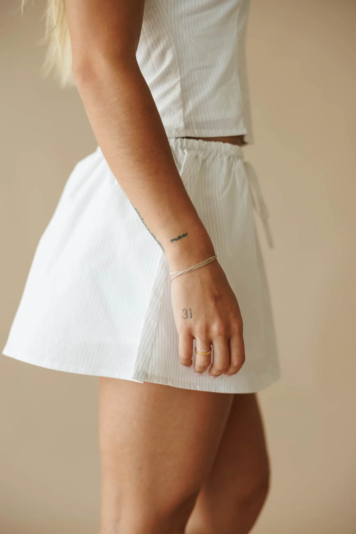 White Collar Drawstring Skort - Image 4