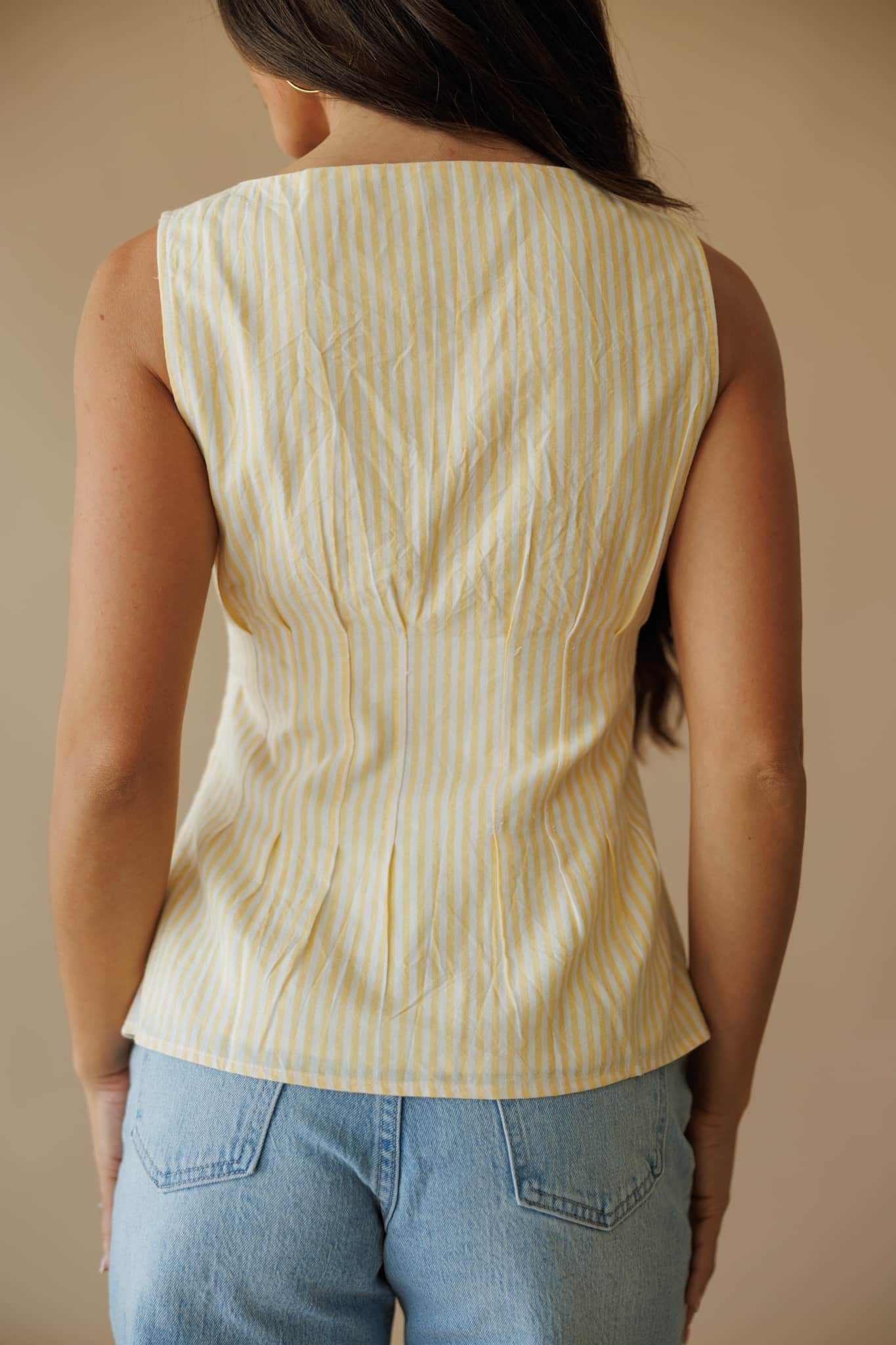 Yellow Striped Peplum Top - Image 3