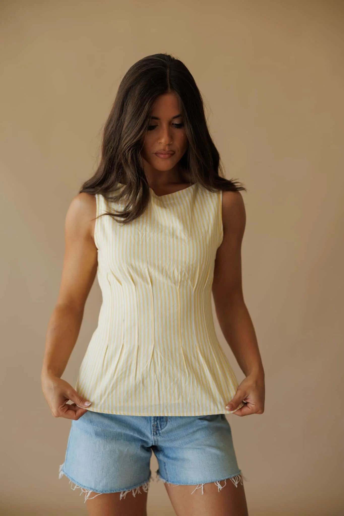 Yellow Striped Peplum Top - Image 4