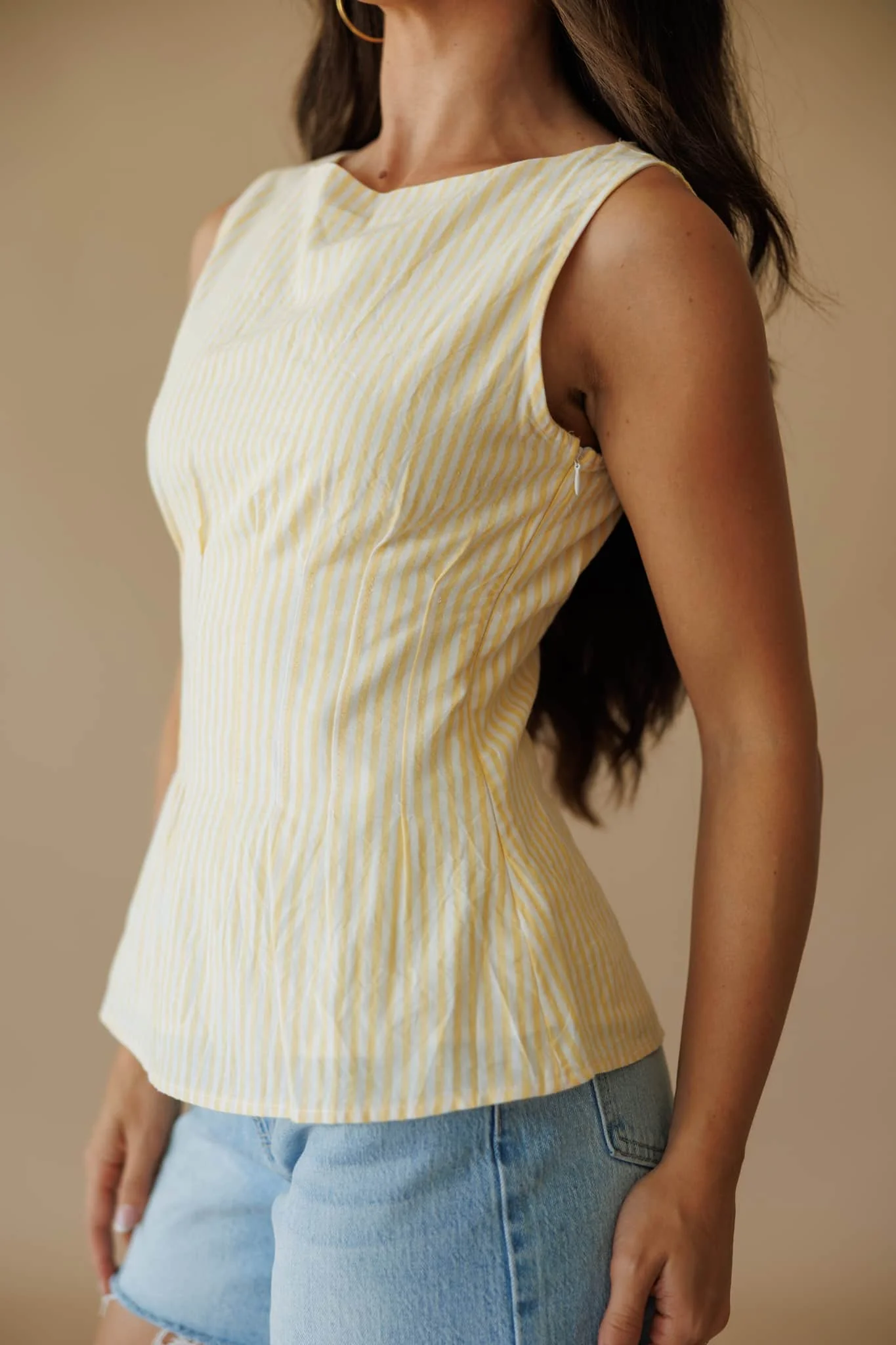 Yellow Striped Peplum Top - Image 5